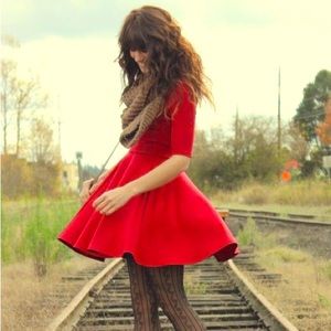 NWOT Black Swan - Cherry Red Fit and Flare Ponte Dress